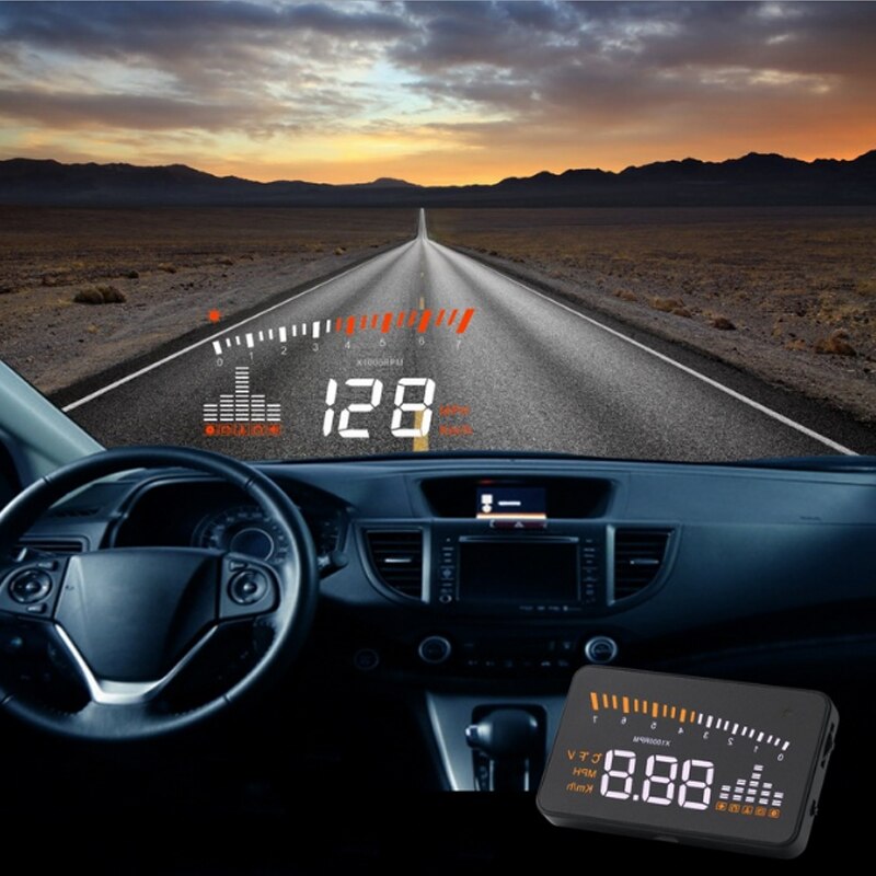 TOSPRA Hud coche Universal Head Up pantalla velocímetro temperatura proyección agua advertencia de velocidad en parabrisas para coche Hud