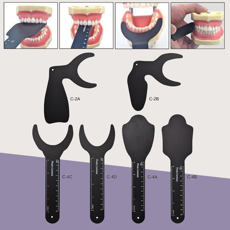 1 Stuks Tandheelkundige Orthodontische Zwarte Achtergrond Bord Foto Beeld Contrast Orale Wangplaat Met Schaal Mark Autoclavable Tools