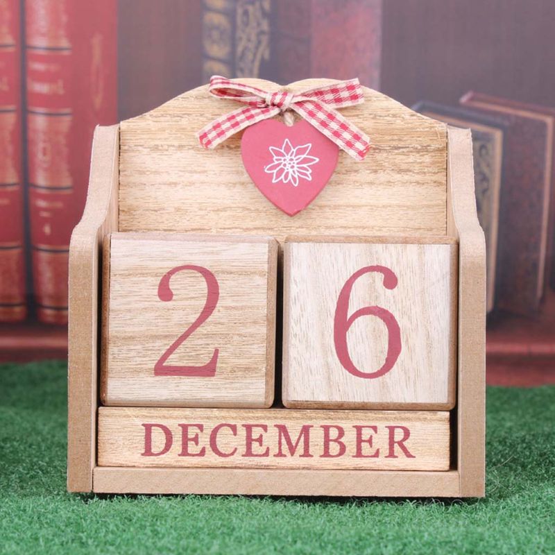 Affichage perpétuel calendrier mois et Date | En bois, bloc éternel, accessoires de photographie de bureau, accessoires de décoration pour la maison et le bureau