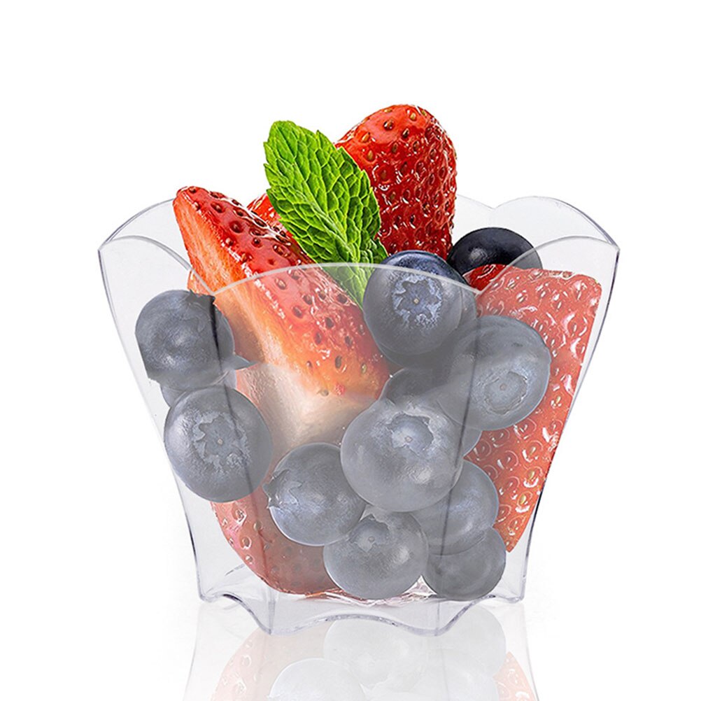 100Pcs Transparent Plastic Dessert Cups Ice Cream Cups Pudding Yogurt Storage Cups