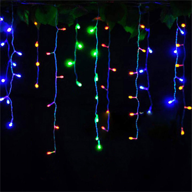 Décorations de noël pour la maison extérieure LED rideau glaçon chaîne lumière rue guirlande sur la maison hiver 220V 5m chute 0.4-0.6m: green / X