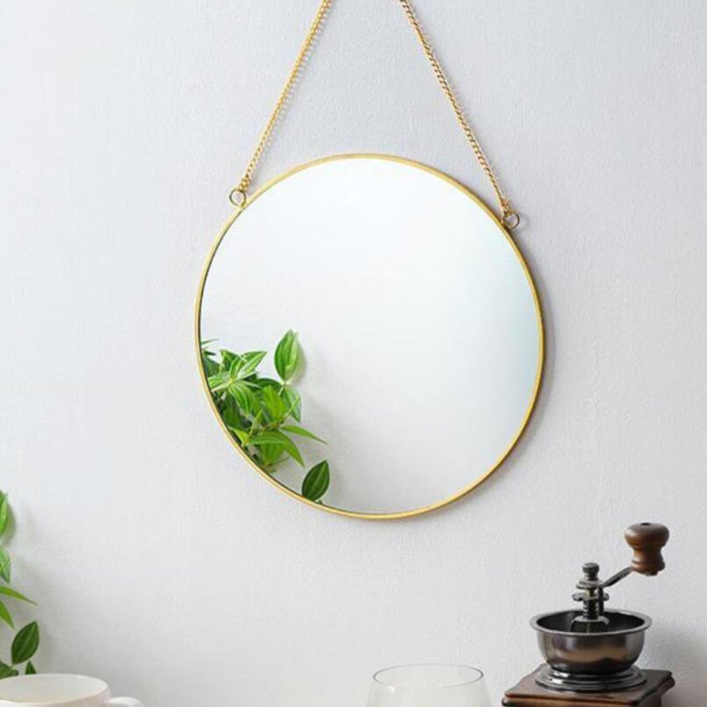 Nordic Minimalist Home Decoration Geometric Shape Gold Brass Round Mirror Makeup Mirror For Home Decoration