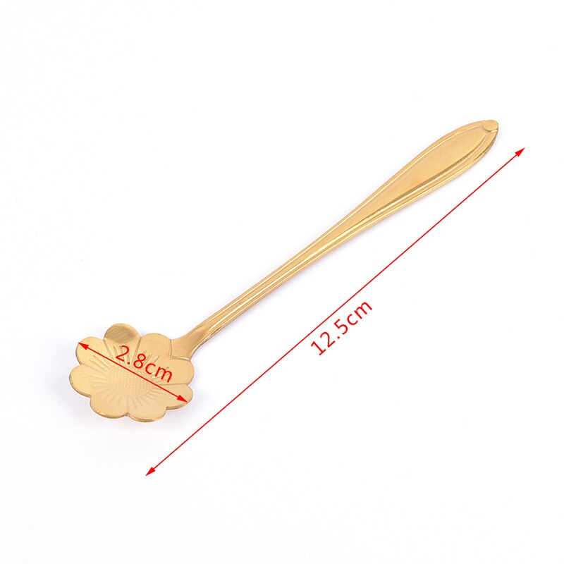 1pcs Stainless Steel Spoon Vintage Gold Flower Spoons Small Coffee Tea Spoon Fancy Sugar Dessert Teaspoon Bar Cafe Tableware