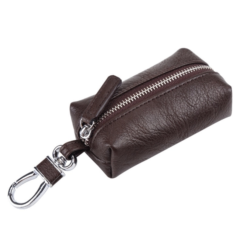 Mænd kvinder læder bil nøglering pung tegnebog holder nøglering taske håndtaske mønt pung mini solid lynlås