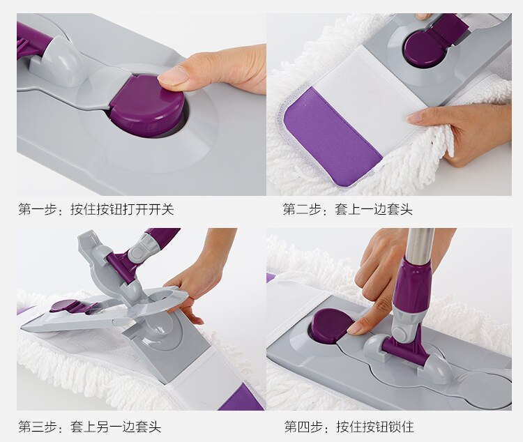 65cm Sweeper Cleaner Dry &Wet Mop Starter Kit for Cleaning Hardwood Floors Telescopic Handle Flat Mop 360 Degree Rotation