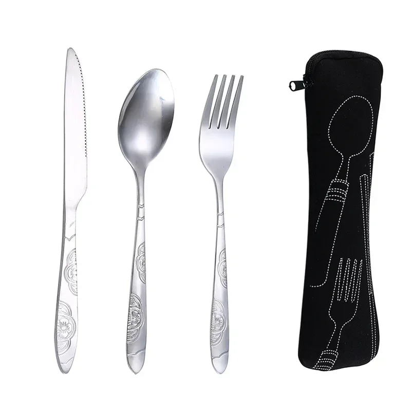 Juego de vajilla de Picnic lavable con cremallera, Kit de cubiertos de viaje, estuche, bolsa portátil para cena, herramienta doméstica, cuchara de viaje para acampar