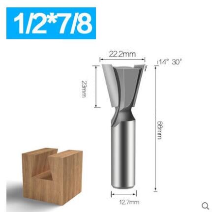 1pc 1/2" 1/4" Shank Rod Dovetail Router Bit Swallow Tail Woodworking Etching Milling Tools For Wood Cutter: 13