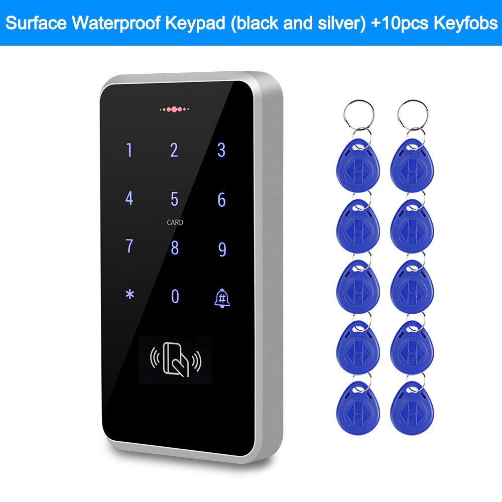 Outdoor IP68 Waterproof RFID Keypad Touch Access Control System Rainproof WG26/34 125KHz Card Reader with 10pcs Keyfobs