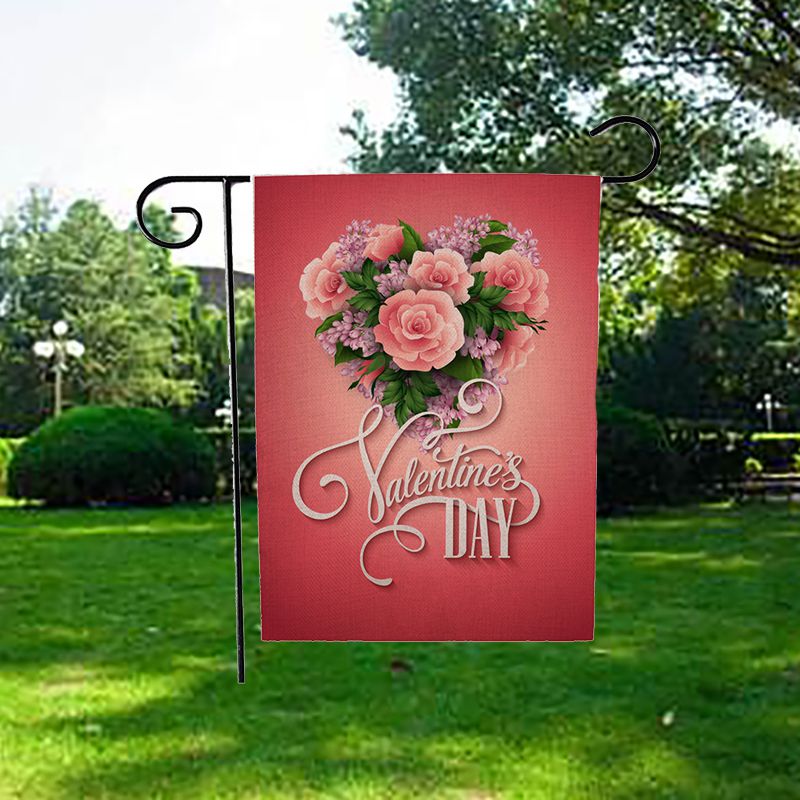 San Valentín Bienvenido jardín bandera hogar jardín corazones decorativos amor banderas 12,5X18 pulgadas