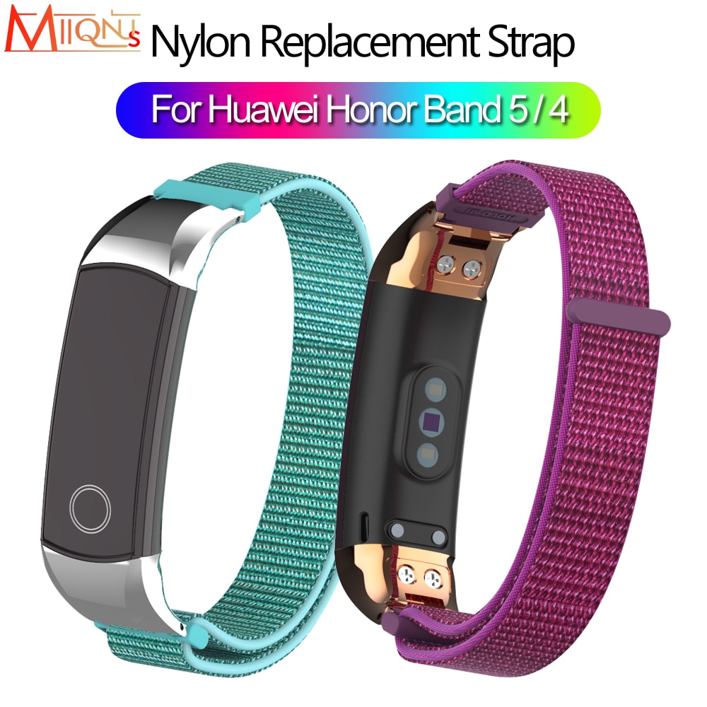 1PC Nylon Strap For Huawei Honor Band 5 4 Sport loop Bracelet Replacement Watch Band Metal Fixed Smart Watch Accessories