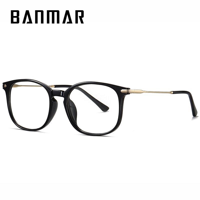 Banmar fotochromatische anti-blauw licht bril heren vierkante metalen leesbril montuur merk computer gaming bril dames uv: C1 heldere zwarte