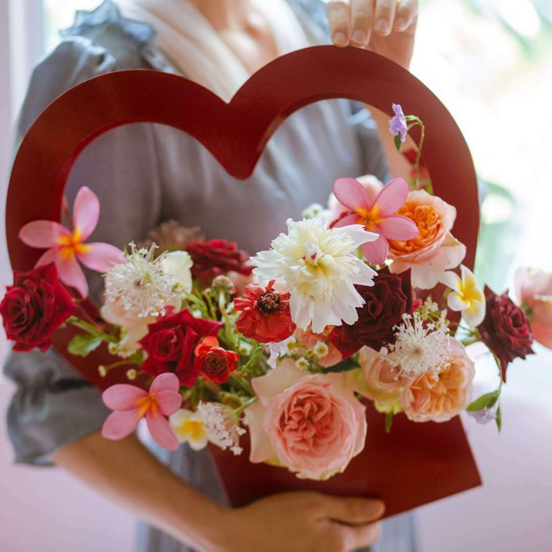 5/10 piezas con forma de corazón caja de flores portátil caja de embalaje de papel para la decoración del banquete de boda floristería práctica flor caja de