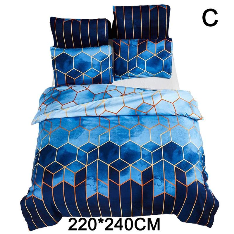 Geometrische Plaid Dekbedovertrek Nordic King Size Beddengoed Kits Dubbele Koningin Dekbedovertrekken Kussensloop Zonder Laken 220*240Cm: C