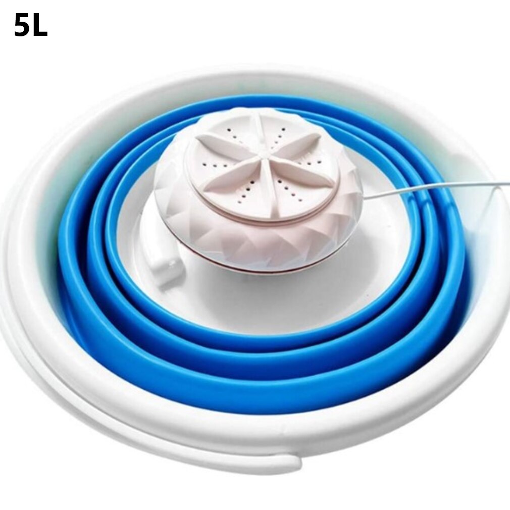Ue/usa składana pralka ultradźwiękowa turbosprężarka mini pralka mini skarpetki i majtki czyszczenie artefaktu: niebieski-5L