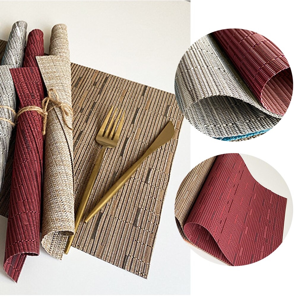 4pcs Rectangle Washable Picnic Vinyl Modern Restaurant Home Placemat Set Anti Slip Heat Resistant Nordic Style Dining Table