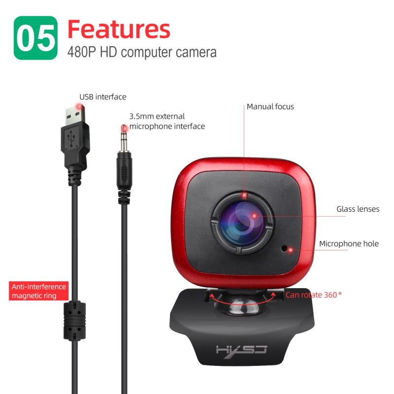 full HD web camera 360 degrees can be cycled usb webcam with mircophone noise reduction for network broadcast computer notebook