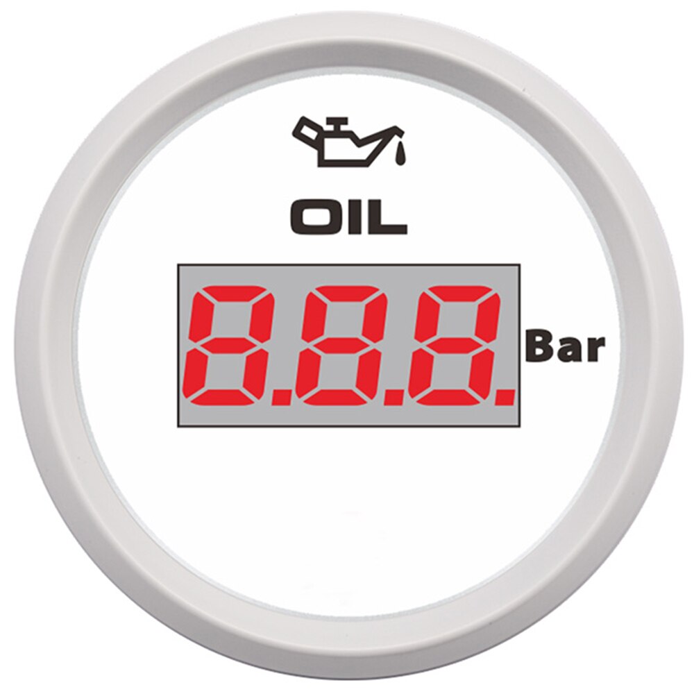 52 mm Digital Engine Oil Pressure Indicator Oil Manometer IP 67 Waterproof for Engine Motorcycle Car Boat Oil Gauge piezometer