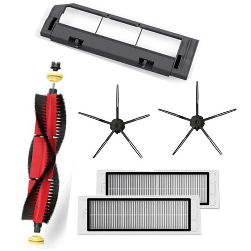 Rullebørste sidebørster kit til xiaomi roborock  s6 s5 max  s60 støvsuger vandkerner moppeklude bløde gummi sidebørster: 4