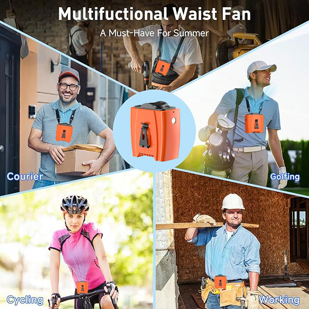 mini wentylator przenośny robić noszenia na pasie, mocny wiatr, robić pracy na zewnątrz w wysokich temperaturach, mini wentylator USB, moc Bank, oświetlenie doprowadziło
