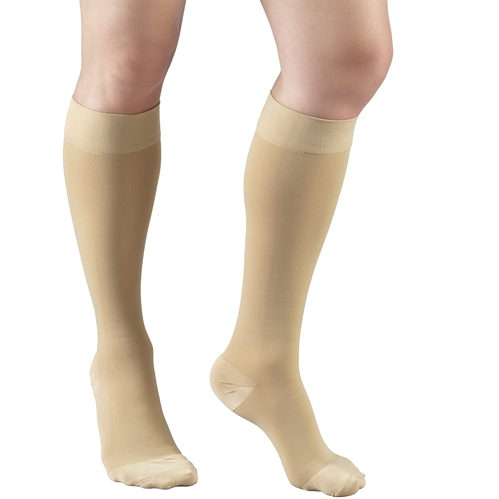 1Pair 20-30 mmHg Compression Stocking for Men and Women, Knee High Length, Open Toe