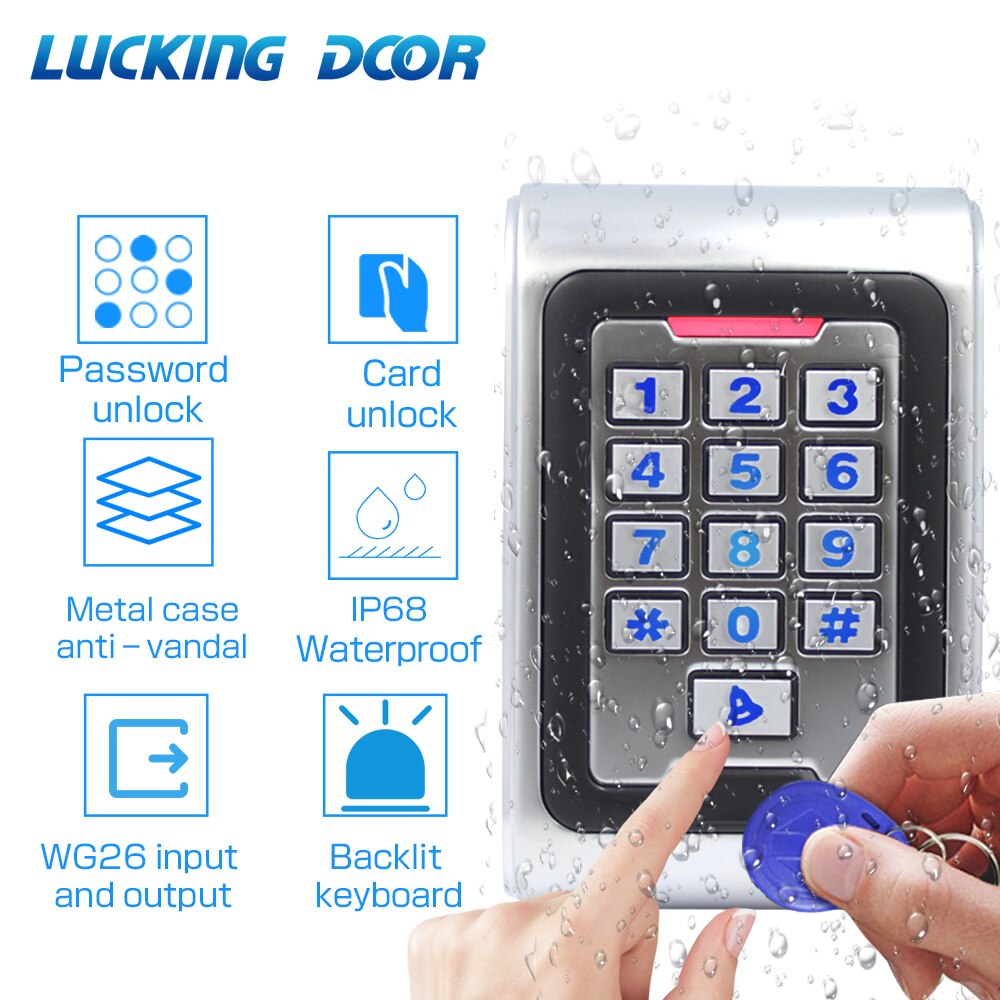 Metal standalone access IP68 Waterproof Controller outdoor ID Card Door backlight Access Control WG input output 2000 Users