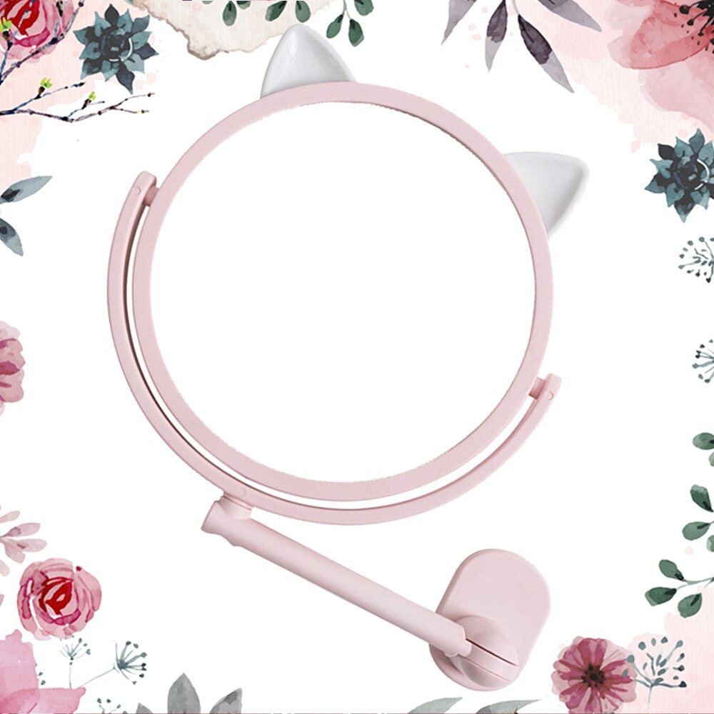1pc Mirror Swivel Vanity Mirror Cat Ear Makeup Mirror Wall Mounted Cosmetics Mirror Bathroom Makeup Mirror