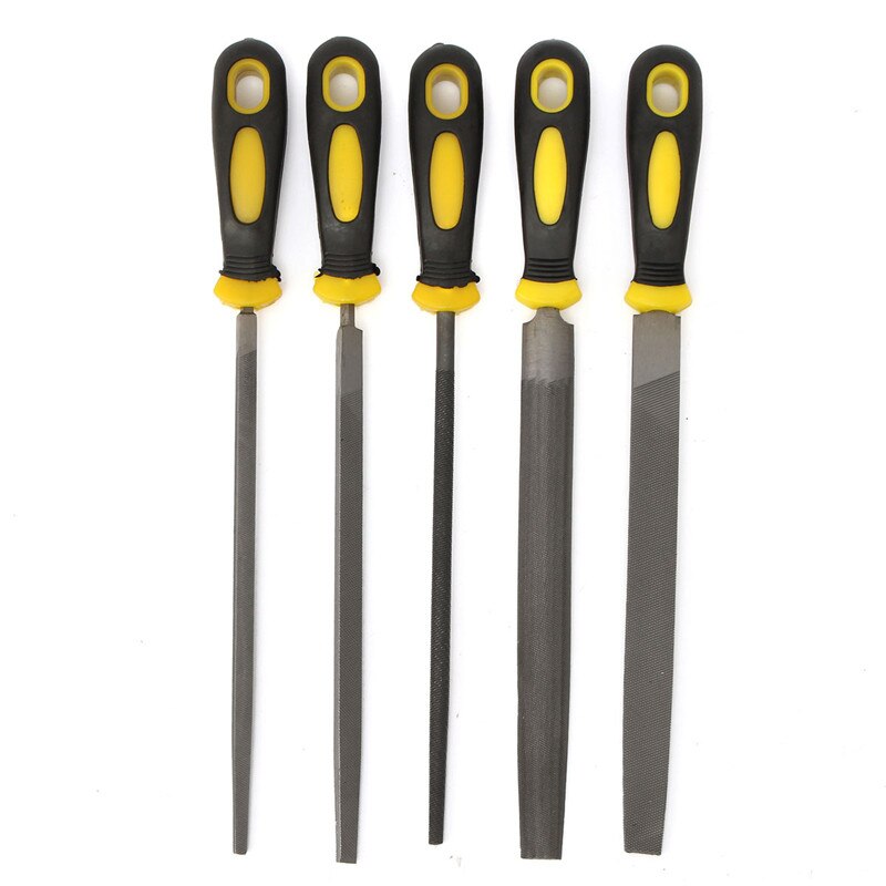 5pcs/set Engineer Metal File 8 Inch 200mm Soft Grip Assorted Half Round Flat SquareTriangle Round Metal File Set