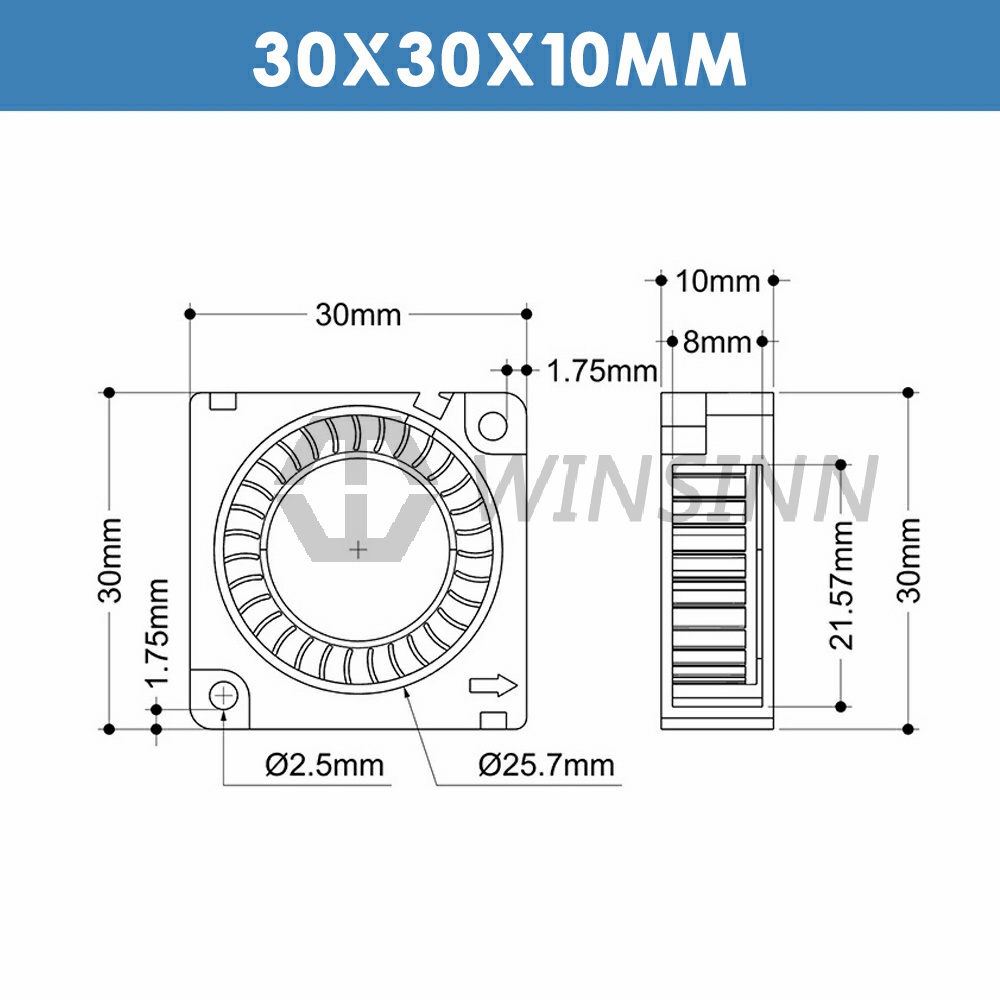 WINSINN 3010 30mm Ventilatore DC 5V 12V 24V Idraulico/Doppio Cuscinetto A Sfere Brushless Turbina di Raffreddamento turbo 30mmx10mm 2spillo