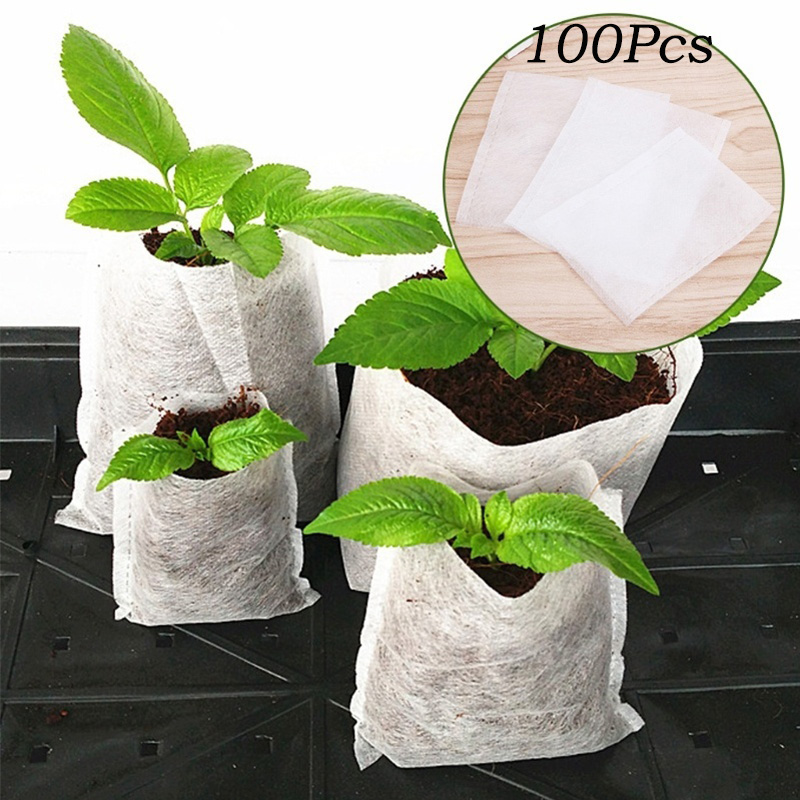 Biologisk nedbrydelige ikke-vævede børnehaveposer plante vokse poser stof kimplanter potter miljøvenlige beluftning plantning poser