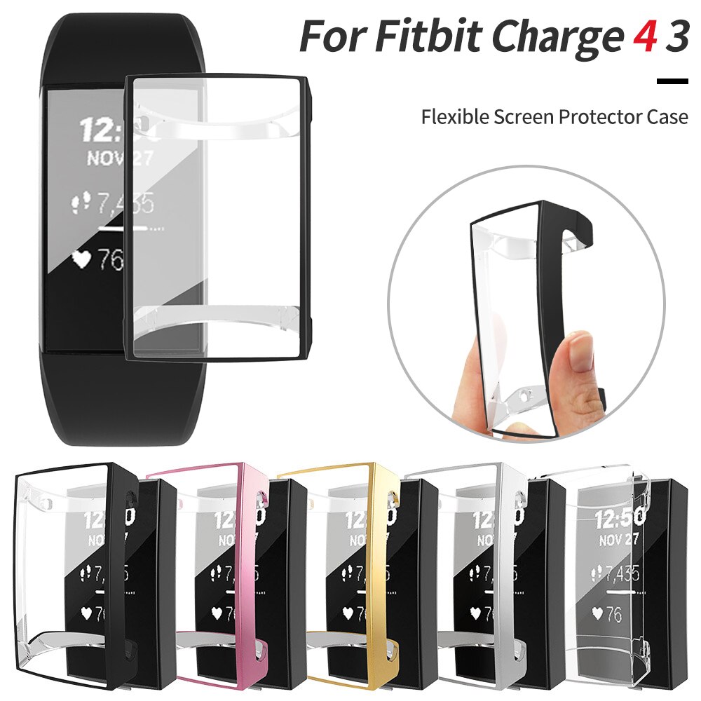 Tpu Screen Protector Case Voor Fitbit Lading 4 3 Horloge Cover Charge4 Flexibele Bumper Krasbestendig Lichtgewicht Dunne Shell