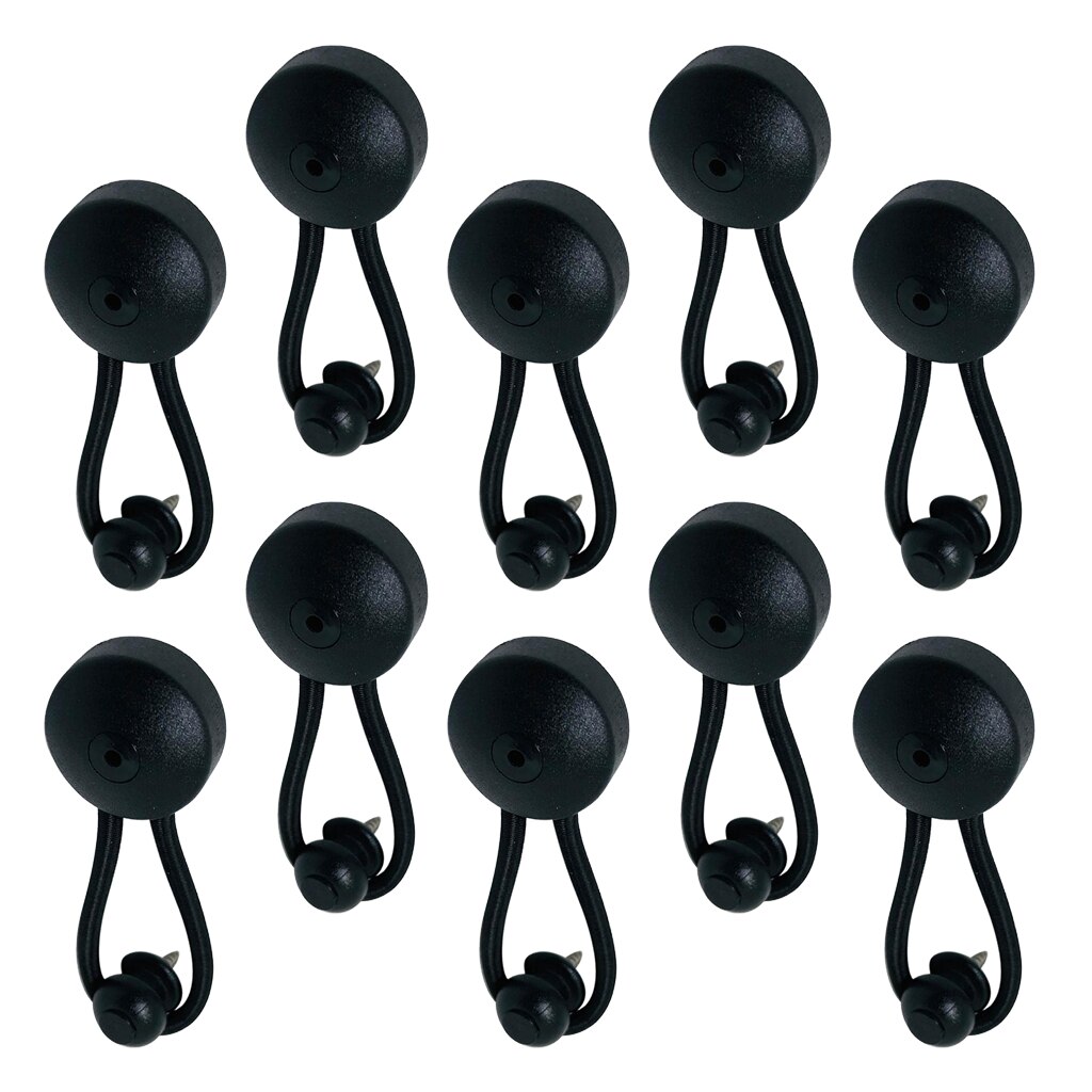 10 Pieces Reusable Bungee / Shock Cord Fasteners for Canvas, Black