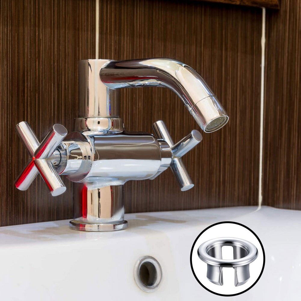 3Pcs Badkamer Wastafel Sink Overloop Ring Zes-Voet Ronde Insert Chrome Hole Cover Cap Holle Ring Wastafel Trim vervanging Afvoer Caps