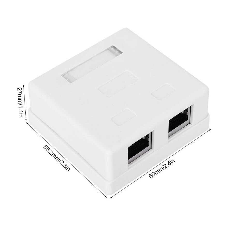 RJ45 Junction Box 8P8C Network Connector 2-Port female-female Desktop Extension Cable Mount Box Surface Jack Super 5 Shield