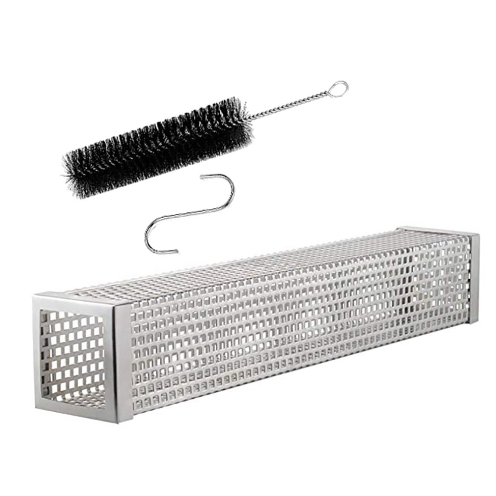 1x hexagon/firkantet bbq rustfrit stål perforeret mesh ryger pille rør rør udendørs madlavning grill grill røg filter