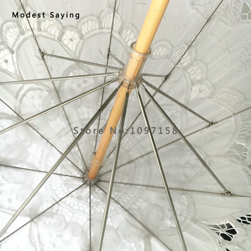 Kant Bruids Paraplu Borduren Wit/Ivoor Battenburg Kanten Parasol Wedding Paraplu Decoraties Ombrelle Mariage Meisjes U1
