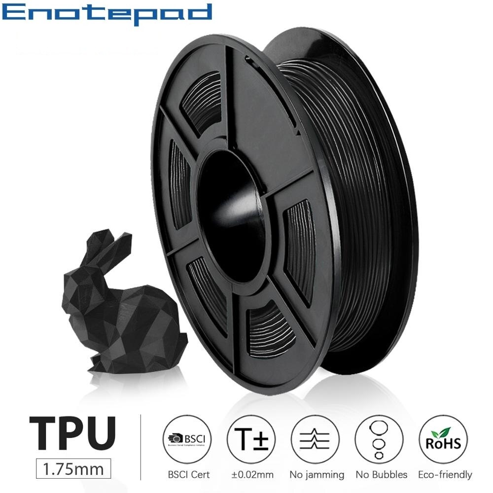 Enotepad TPU Flexible Filament 1.75mm 0.5 Kg Colorful 3d Printer High Filament With Vacuum Packaging For FDM 3d Printer: FLEXIBLE-BLACK