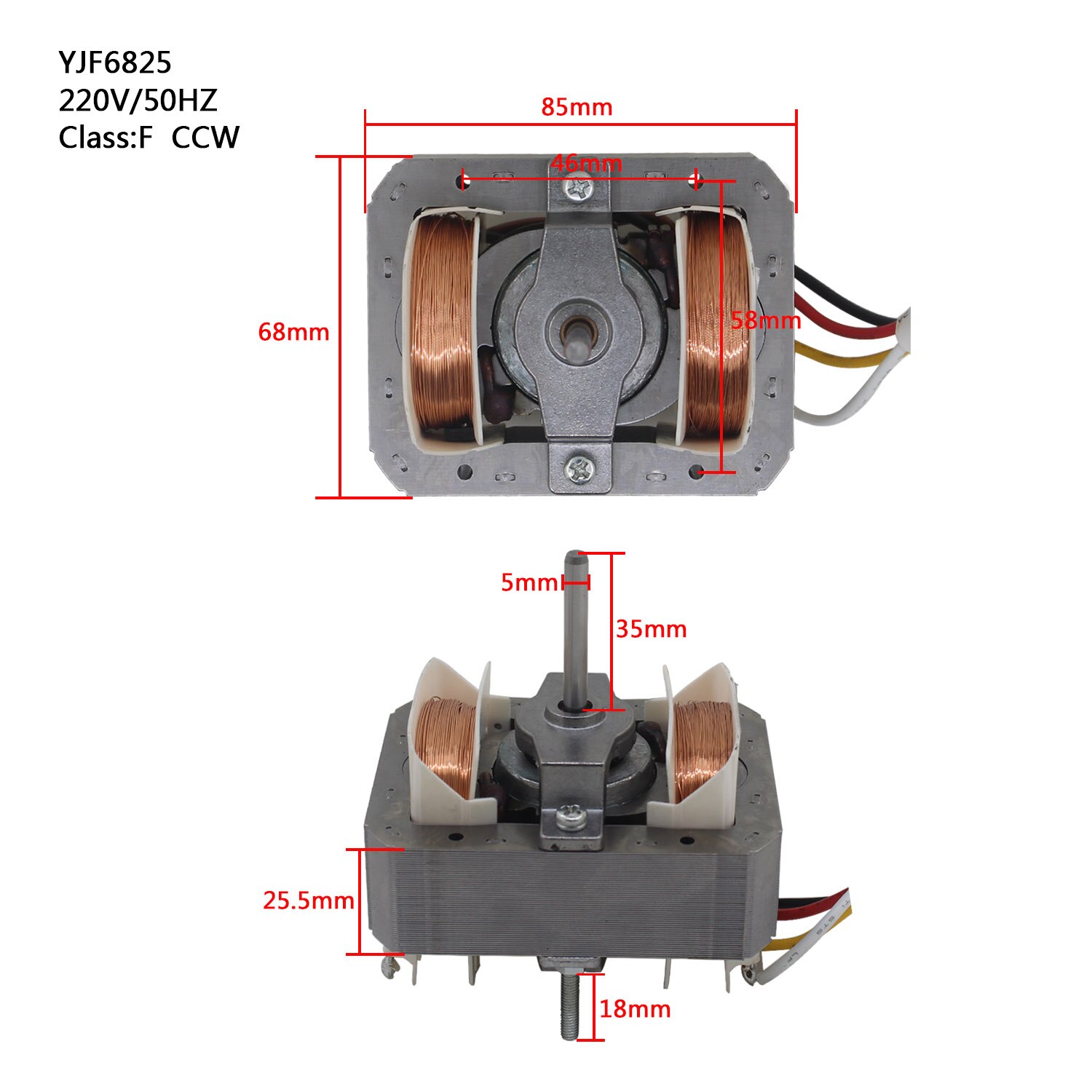 Motor Afzuigkap Fan Motor Vervanging Oven Motor Air Frye YJF6825 220V 50Hz F Ccw Kap Pole Motor