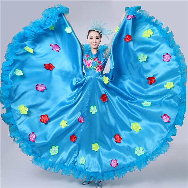 Brand Sales Ladies Dance Dress Opening Dance Costume Show Costumes Christian Dance Performance Dress Dress Dance Adult: Blue 720 degrees / S