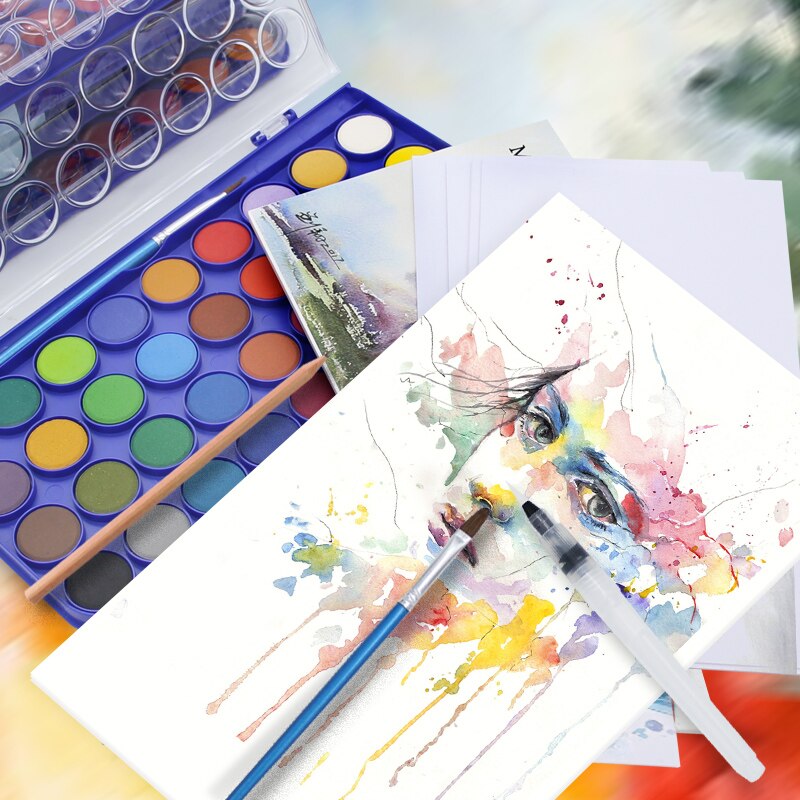 Geheugen 36 Kleuren Aquarel Verf sets Professionele Water Kleuren voor Schilderen Papier Kunst Levert Met Gratis Borstels Palet