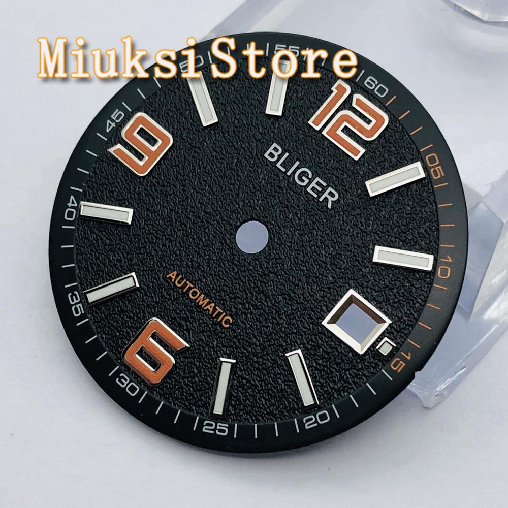 Bliger 1 Pcs 31.5 Mm Steriele Wijzerplaat Fit Eta 2836 2824 DG2813 3804 Miyota 8215 821A 8205 Zeemeeuw 1612 Automatische Beweging: 2 Black with logo