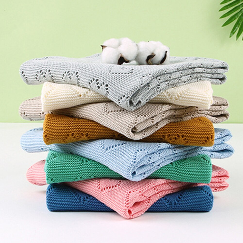 100x80cm Newborn Baby Blankets Summer love knitted Solid Color Baby Bedding Quilt Swaddle Sleeping Wrap Cover Blanket