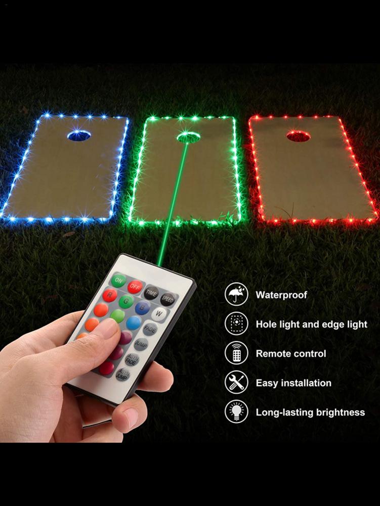 30/36 Cornhol Lights 16 Colors Change Cornhole Board Edge And Ring LED Lights With Remote Control Cornhole Games