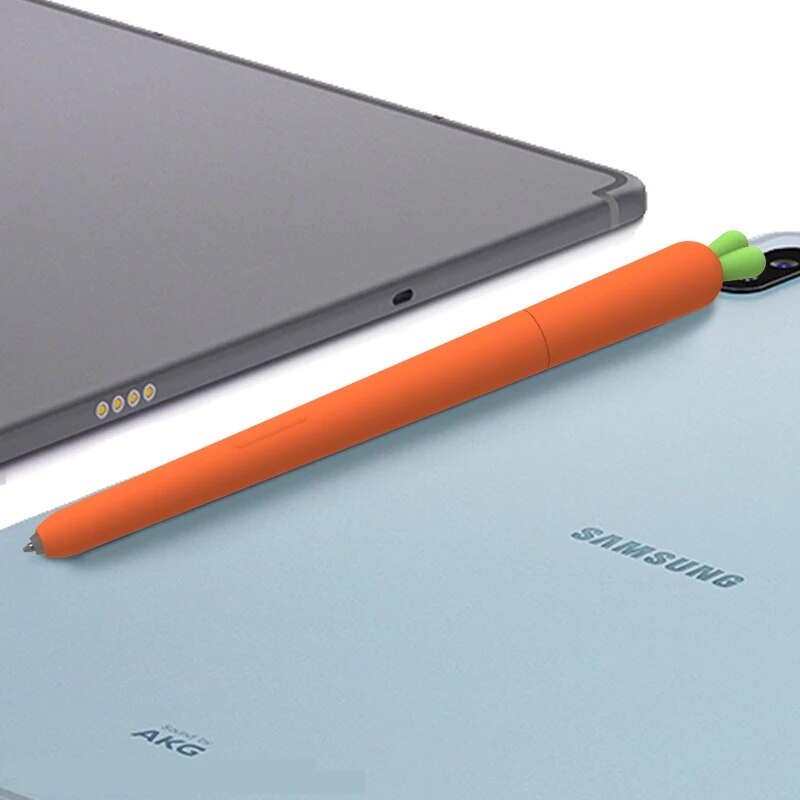 Carrot Vegetable Model Soft Case Silicone Cover For Samsung Galaxy Tab S Pen S6 Lite S7 Tablet Stylus Pencil Casing
