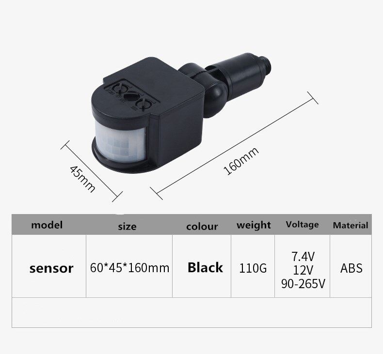 Motion Sensor 110V 220V Motion Detector Automatic Infrared PIR Sensor 180 Degree Rotating waterproof Outdoor Timer Light Switch: Black