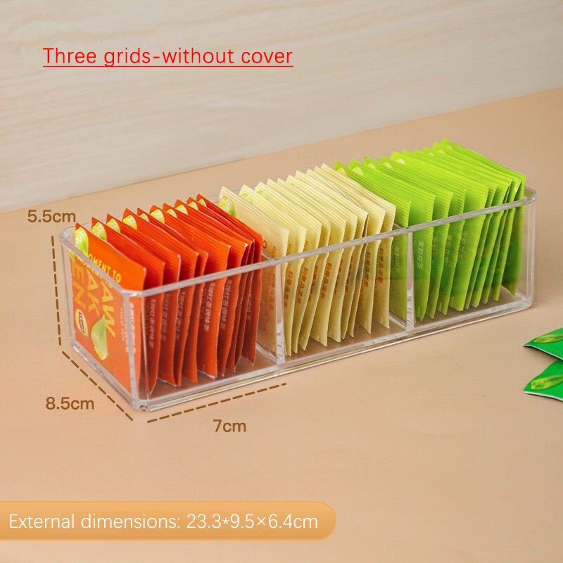 Caja de almacenamiento de bolsas de té, cajonera de clasificación de cápsulas de café, tarro de almacenamiento sellado de acrílico con tapa, contenedor de azúcar para té y café: 3