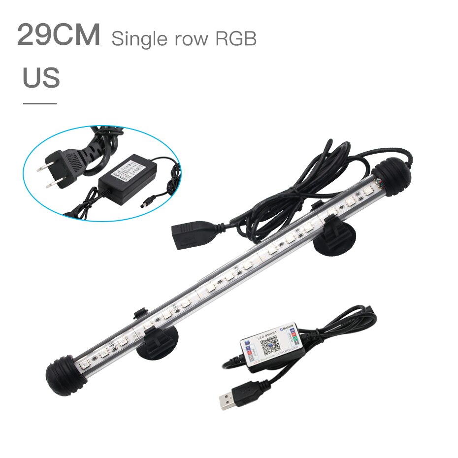 RGB Plant Aquarium LED Lighting Marine Fish Tank Lights For Aquarium Lamp Waterproof 19CM 29CM 39CM 49CM 59CM APP Remote Control: US Plug 29CM