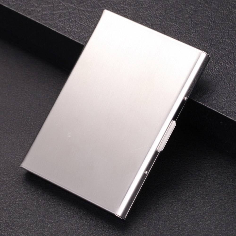 Unisex Trendy Stainless Steel Card Case Flip Type Credit Card Business Card Holder Case Portable Business Wallet#p30: Silver