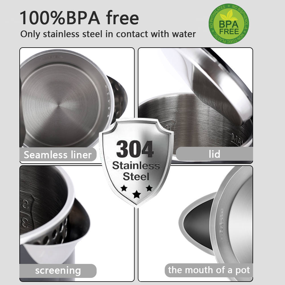 0,6 l tragbarer Reise-Wasserkocher, 800 W, energiesparend, Mini-Elektro-Teekessel aus Edelstahl 304, Heißwassertopf