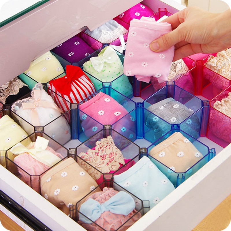 6 uds. Caja organizadora de herramientas creativa de Combinación libre de cajones para ropa interior y calcetines caja organizadora de organización de separaciones de panal DIY