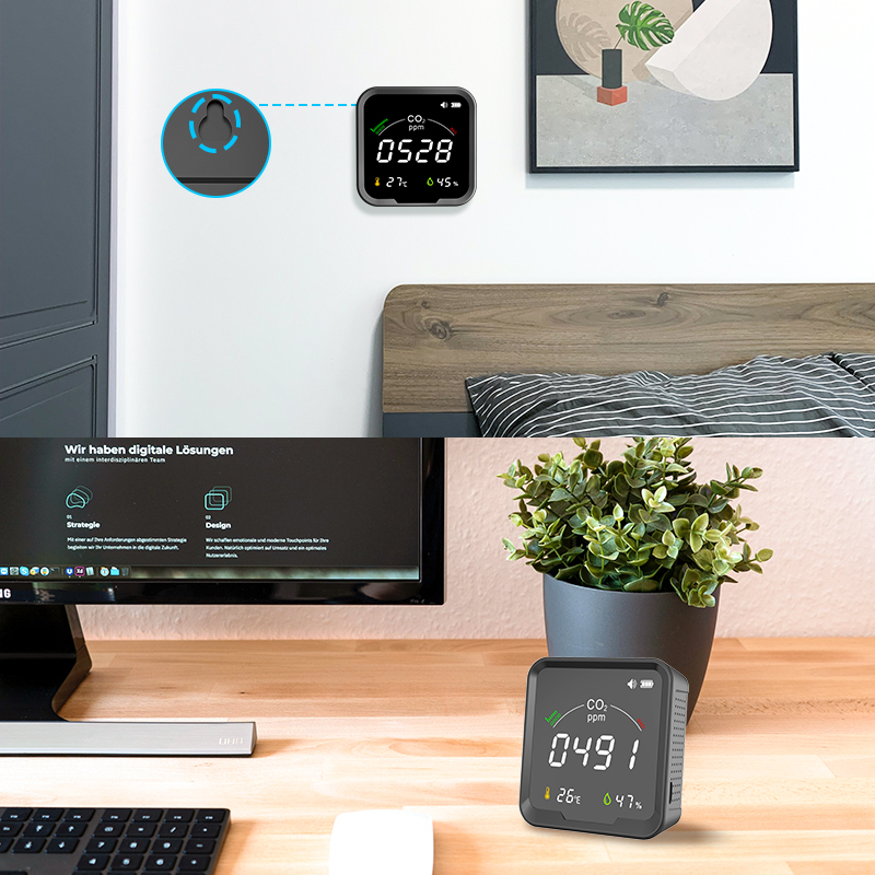 Protmex Tuya WiFi medidor de CO2 y Monitor de temperatura y humedad Detector de dióxido de carbono Sensor de CO2 de invernadero con indicación de luz